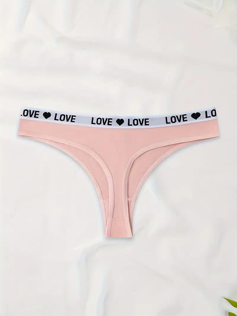 Set de 7 piezas de tangas de algodón con estampado de letras LOVE