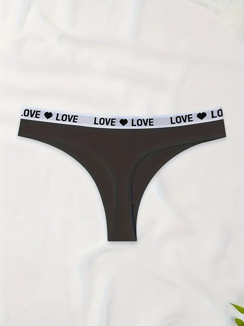 Set de 7 piezas de tangas de algodón con estampado de letras LOVE