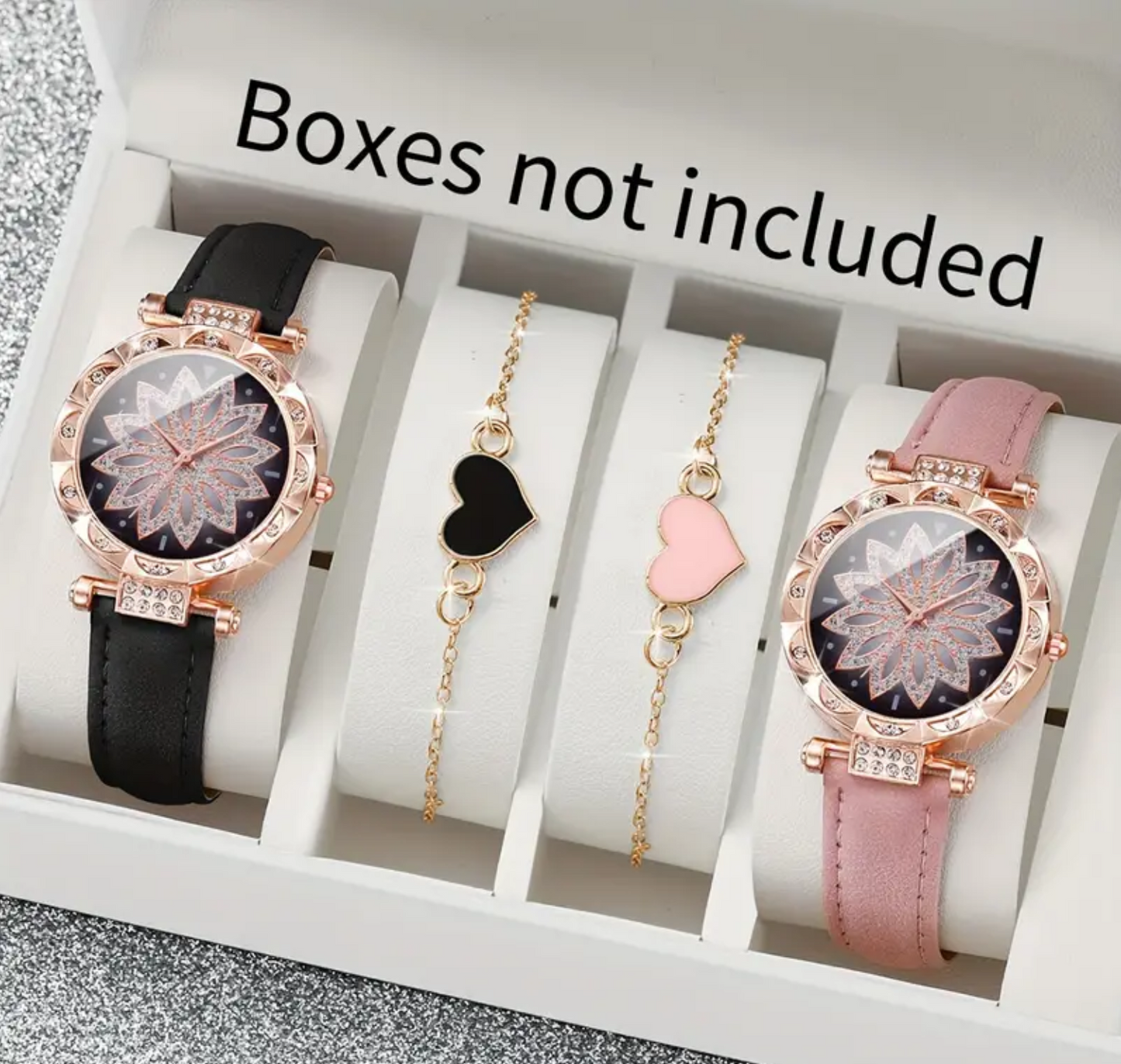 ¡Brilla con Estilo! Juego de Relojes y Pulseras para Mujer: Elegancia en 4 Piezas