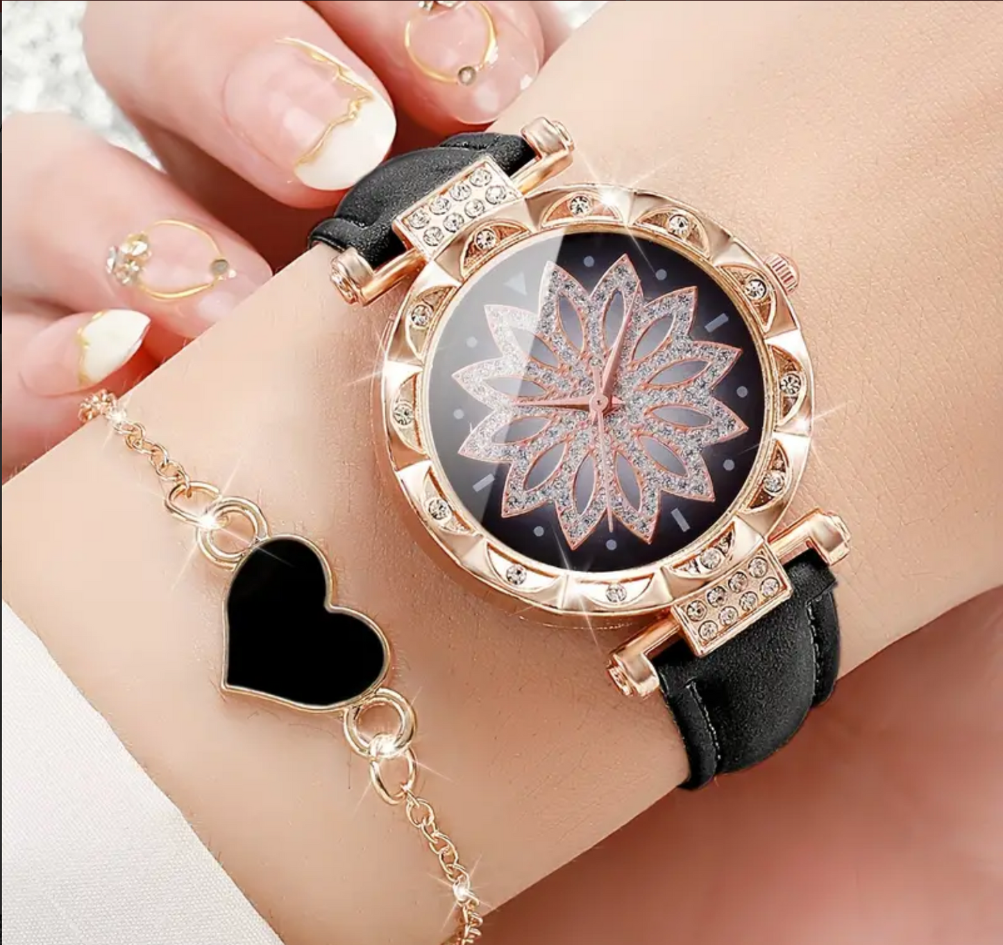 ¡Brilla con Estilo! Juego de Relojes y Pulseras para Mujer: Elegancia en 4 Piezas