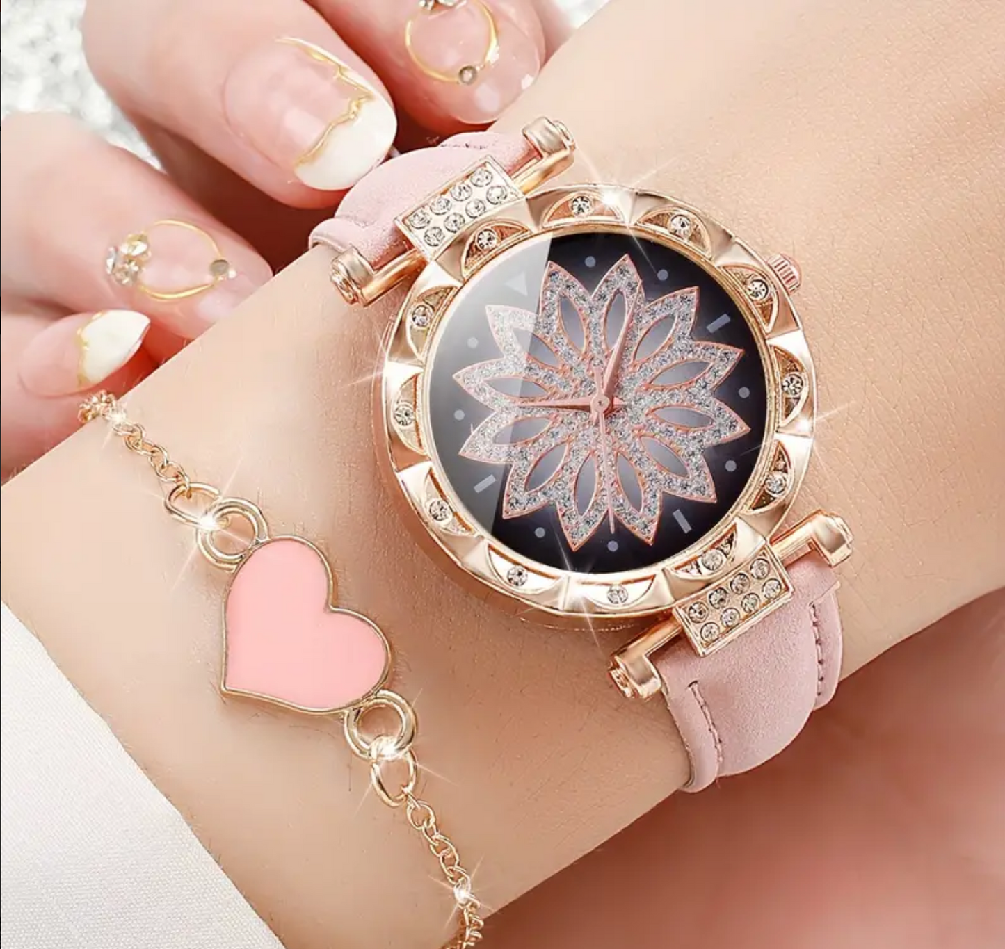 ¡Brilla con Estilo! Juego de Relojes y Pulseras para Mujer: Elegancia en 4 Piezas