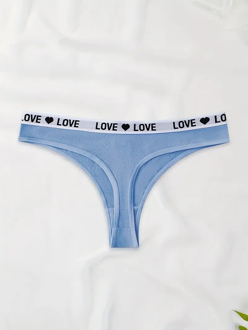 Set de 7 piezas de tangas de algodón con estampado de letras LOVE