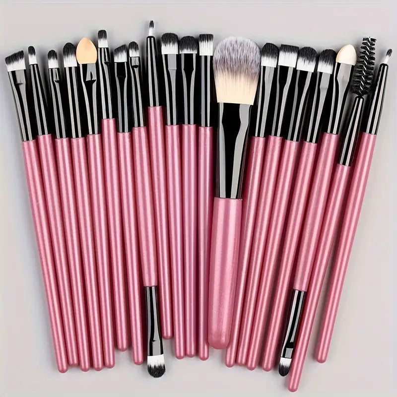 Belleza Radiante: Set de 20 Brochas de Maquillaje en Pink Passion