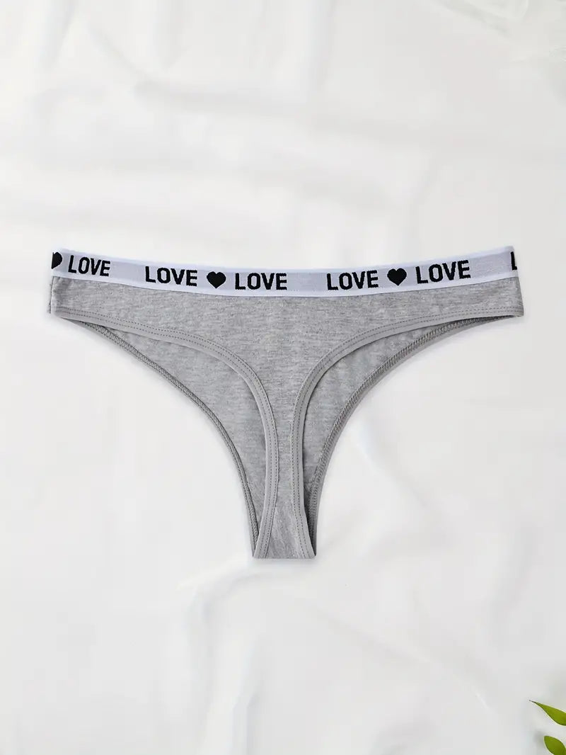 Set de 7 piezas de tangas de algodón con estampado de letras LOVE